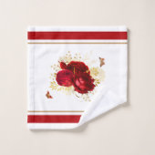Elegant Red Roses Butterfly Gold Bad Handdoek (Wasdoekje)