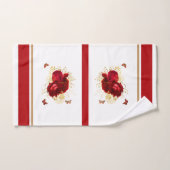 Elegant Red Roses Butterfly Gold Bad Handdoek (Handdoek)