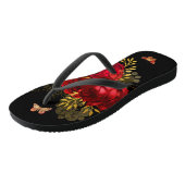 Elegant Red Roses Butterfly Gold Teenslippers (Schuin)