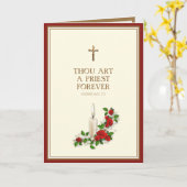 Elegant Red Roses Candle Priest Ordening Kaart (Gele Bloem)