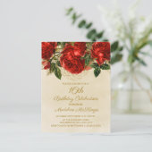 Elegant Red Roses Champagne 16th Birthday Invitati Briefkaart (Staand voorkant)