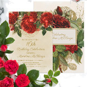 Elegant Red Roses Champagne 16th Birthday Kaart