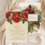 Elegant Red Roses Champagne 16th Birthday Kaart<br><div class="desc">Mooie,  elegante rode rozen op champagne / tan verjaardag Sweet 16/16e verjaardag feestdag.</div>