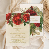 Elegant Red Roses Champagne 21st Birthday Kaart