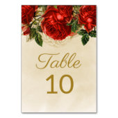 Elegant  Red Roses Champagne Tabel 10 Kaart (Achterkant)