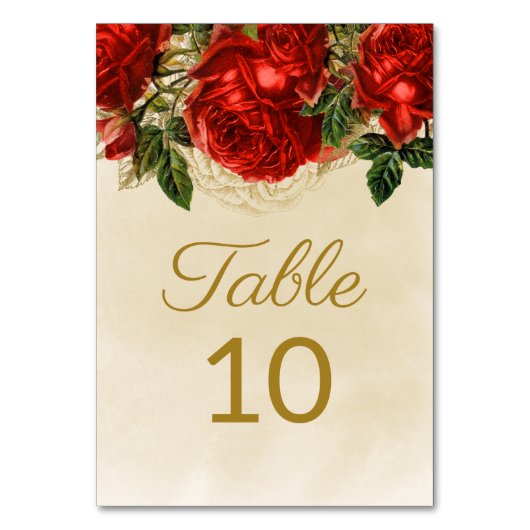 Elegant  Red Roses Champagne Tabel 10 Kaart (Voorkant)