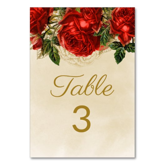 Elegant  Red Roses Champagne Tabel 3 Kaart (Voorkant)
