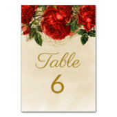 Elegant  Red Roses Champagne Tabel 6 Kaart (Voorkant)