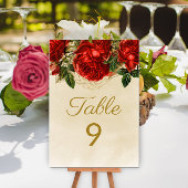 Elegant Red Roses Champagne Tabel 9 Kaart