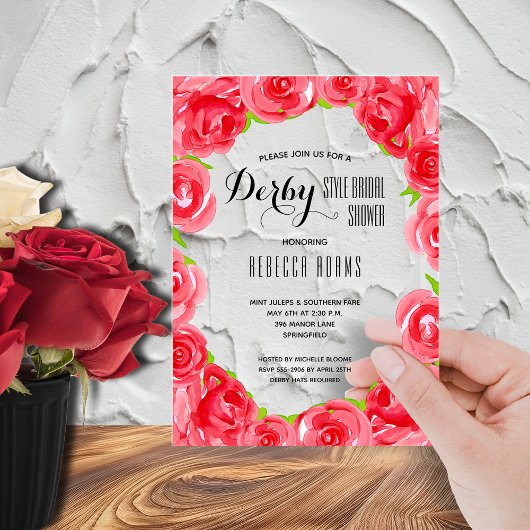 Elegant Red Roses Derby Vrijgezellenfeest Acryl Uitnodigingen
