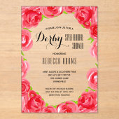Elegant Red Roses Derby Vrijgezellenfeest Acryl Uitnodigingen (Voorkant)