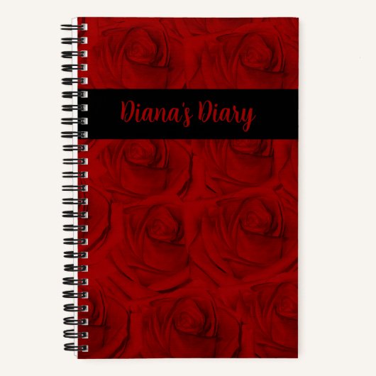 Elegant Red Roses Diary Notitieboek (Voorkant)