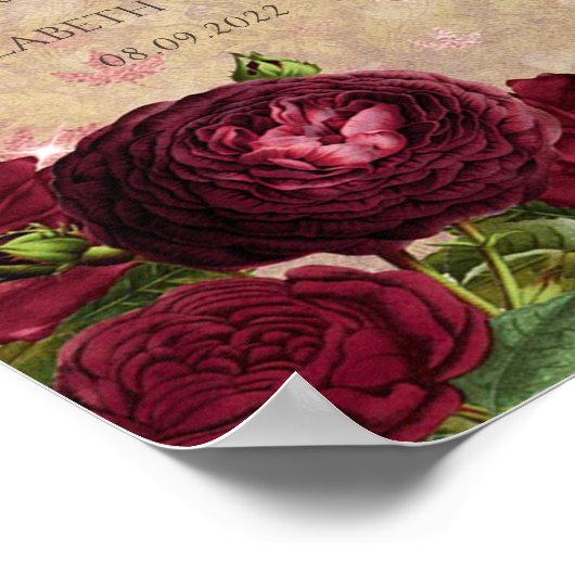 Elegant Red Roses die bladeren afwerpen Poster (Hoek)