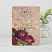 Elegant Red Roses Falling Leaves Baby shower Kaart (Staand voorkant)
