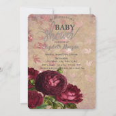 Elegant Red Roses Falling Leaves Baby shower Kaart (Voorkant)