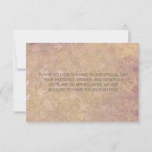 Elegant Red Roses Falling Leaves Hartelijk dank Bedankkaart (Achterkant)