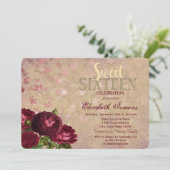 Elegant Red Roses Falling Leaves Sweet 16 Kaart (Staand voorkant)