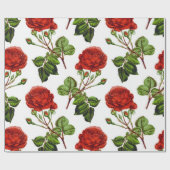Elegant Red Roses Floral Flowers Patroon | Cadeaupapier (Vlak)