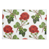Elegant Red Roses Floral Flowers Patroon | Kussensloop (Achterkant-Links)
