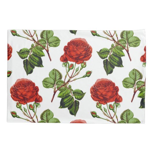 Elegant Red Roses Floral Flowers Patroon | Kussensloop (Achterkant-Links)