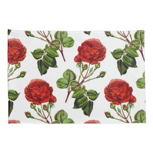 Elegant Red Roses Floral Flowers Patroon | Kussensloop (Achterkant-Rechts)