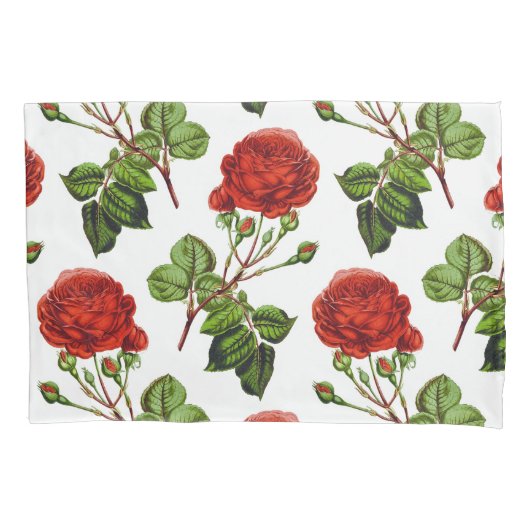 Elegant Red Roses Floral Flowers Patroon | Kussensloop (Voorkant-Links)