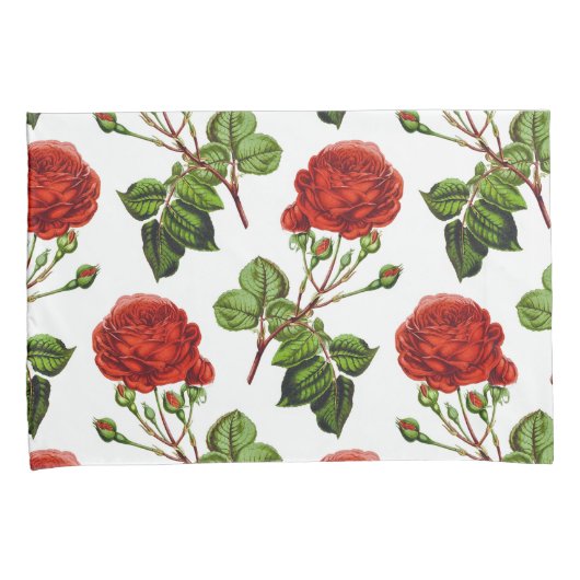 Elegant Red Roses Floral Flowers Patroon | Kussensloop (Voorkant-Rechts)
