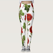 Elegant Red Roses Floral Flowers Patroon | Leggings (Voorkant)
