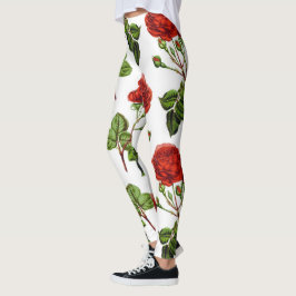 Elegant Red Roses Floral Flowers Patroon | Leggings