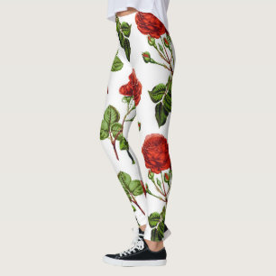 Elegant Red Roses Floral Flowers Patroon Leggings