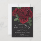 Elegant Red Roses Floral Retirement Party Kaart (Voorkant)