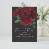 Elegant Red Roses Floral Retirement Party Kaart (Staand voorkant)