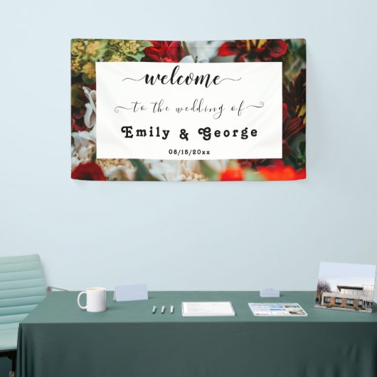 Elegant red roses floral Wedding Welcome Spandoek (Beurs)