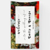 Elegant red roses floral Wedding Welcome Spandoek (Verticaal)