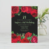 Elegant Red Roses Flowers Birthday Party Kaart (Staand voorkant)