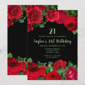 Elegant Red Roses Flowers Birthday Party Kaart (Voorkant / Achterkant)