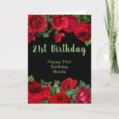 Elegant Red Roses Flowers Birthday Party  Kaart (Voorkant)