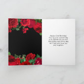Elegant Red Roses Flowers Birthday Party  Kaart (Binnen)