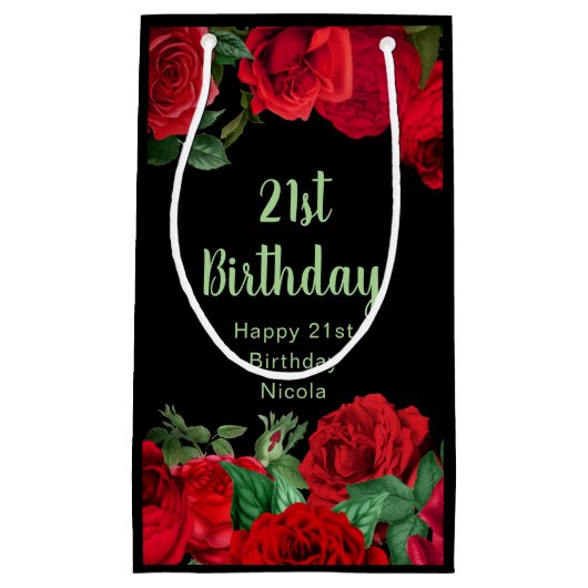 Elegant Red Roses Flowers Birthday Party Klein Cadeauzakje (Voorkant)