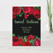 Elegant Red Roses Flowers Sweet Sixteen Kaart (Voorkant)