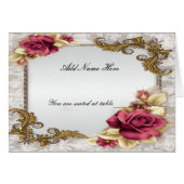 Elegant Red Roses Folded Table Place Card (Voorkant Horizontaal)