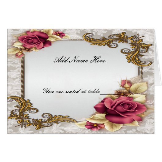 Elegant Red Roses Folded Table Place Card (Voorkant Horizontaal)