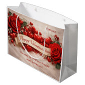 Elegant Red Roses & Hearts Valentine’s Day Groot Cadeauzakje (Achterkant Gekanteld)