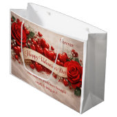 Elegant Red Roses & Hearts Valentine’s Day Groot Cadeauzakje (Voorkant Gekanteld)