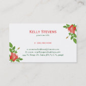 Elegant Red Roses Illustration Floral Design Visitekaartje (Achterkant)