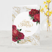 Elegant Red Roses Marble gepersonaliseerd op zater Kaart (Gele Bloem)