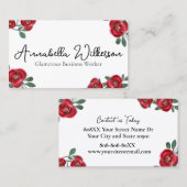 Elegant Red Roses met Gold Glitter op wit Visitekaartje (Voorkant / Achterkant)