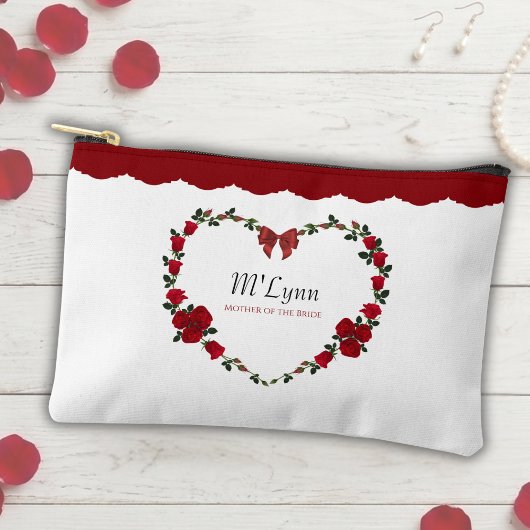 Elegant Red Roses Mother of Bride Makeup Bag Etui