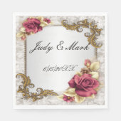 Elegant Red Roses Paper Napkins Servet (Voorkant)