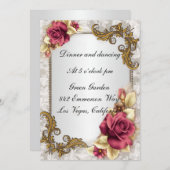 Elegant Red Roses Reception Kaart (Voorkant / Achterkant)